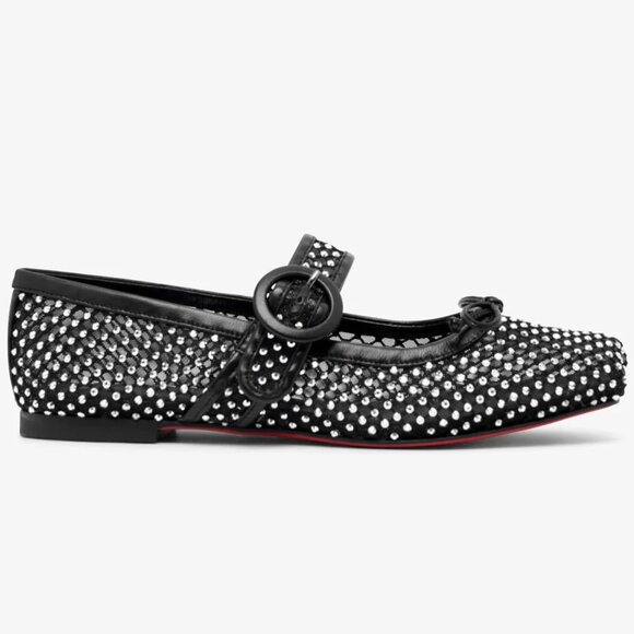 Christian Louboutin MAMASTRAPITINA Strass Crystal Mesh Ballerina Flat Shoes - Picture 2 of 16